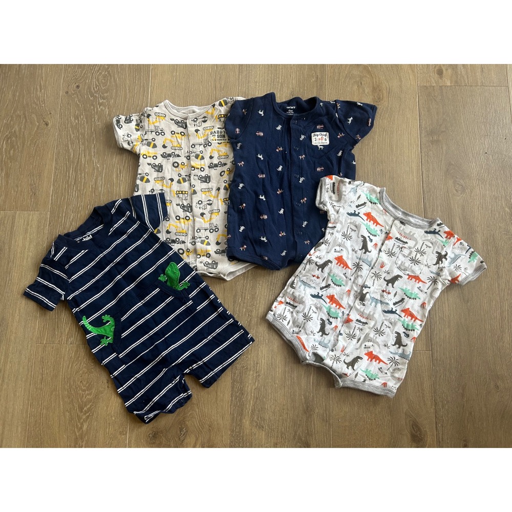 Baby Boy Bundle of 4 Short Sleeve Rompers Size 6-9 Months Daddy & Son